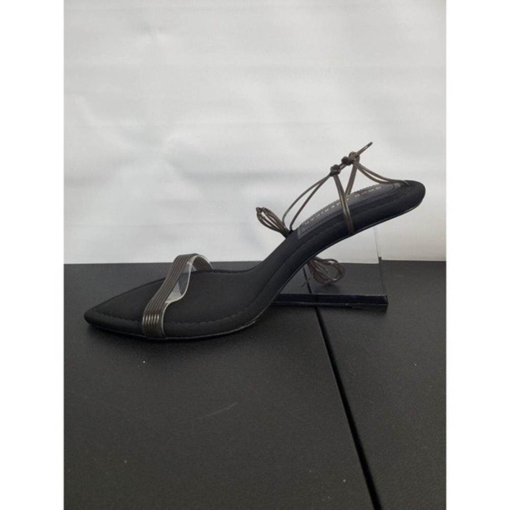 Good American Black Strappy Square Toe Sandals